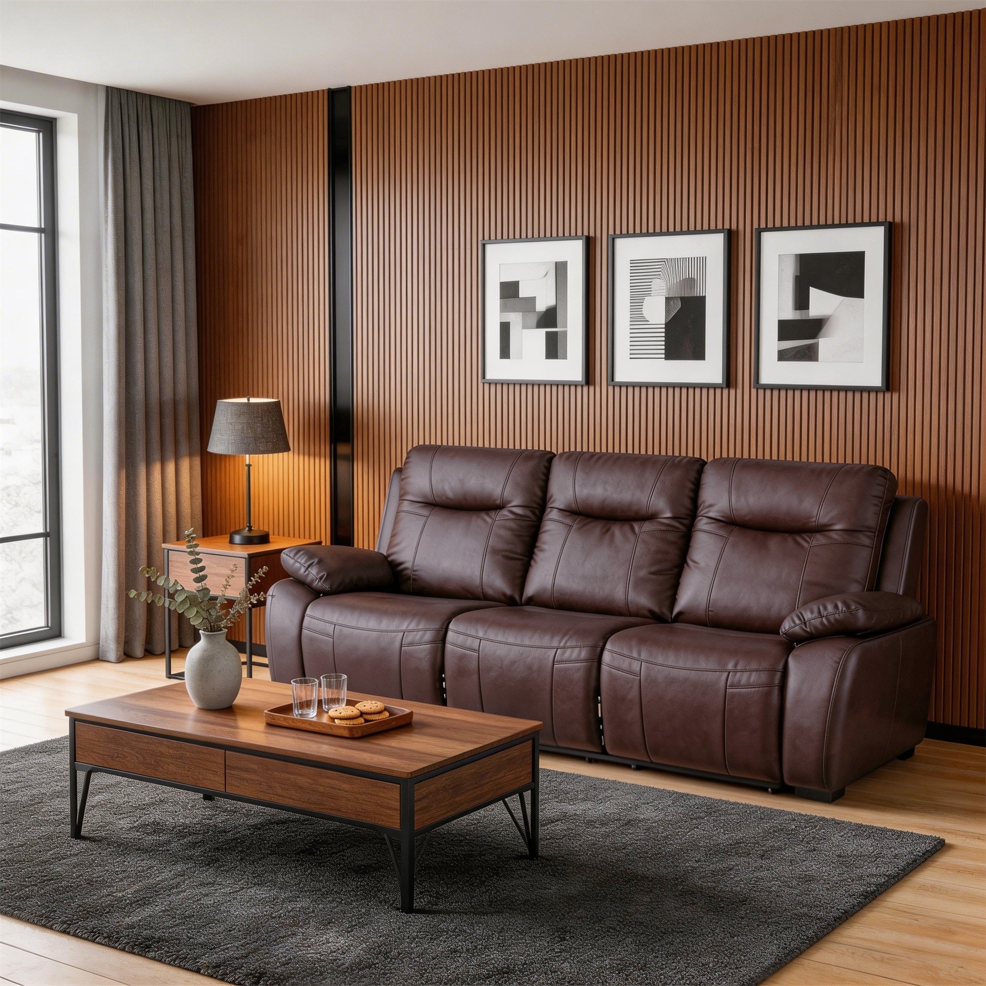 Manual Recliner Sofa Set MR2537W Brown